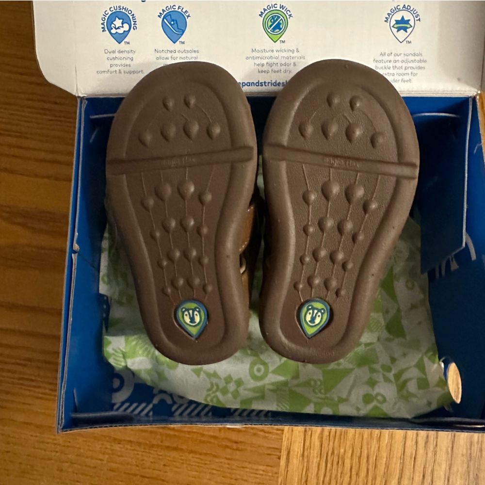 NIB Step and Stride Cromar P Sandals Size 3 Baby/Toddler BROWN - Picture 5 of 6